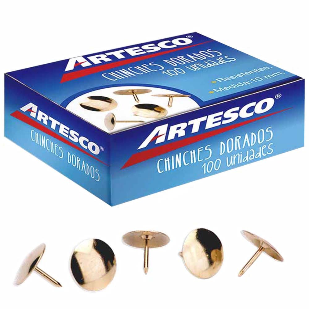 Chinches ARTESCO Dorados 10mm Caja 100un