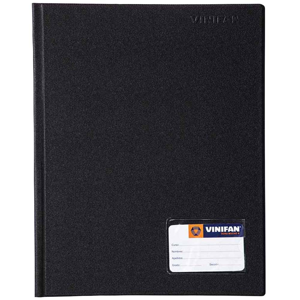 Folder VINIFAN Oficio Tapa Dura Negro con Gusano