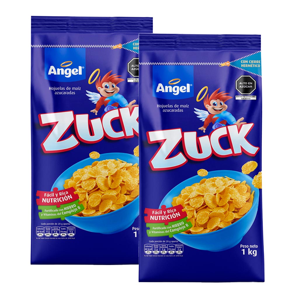 Pack Cereal ÁNGEL Hojuelas de Maíz Azucaradas 1Kg Doypack 2un