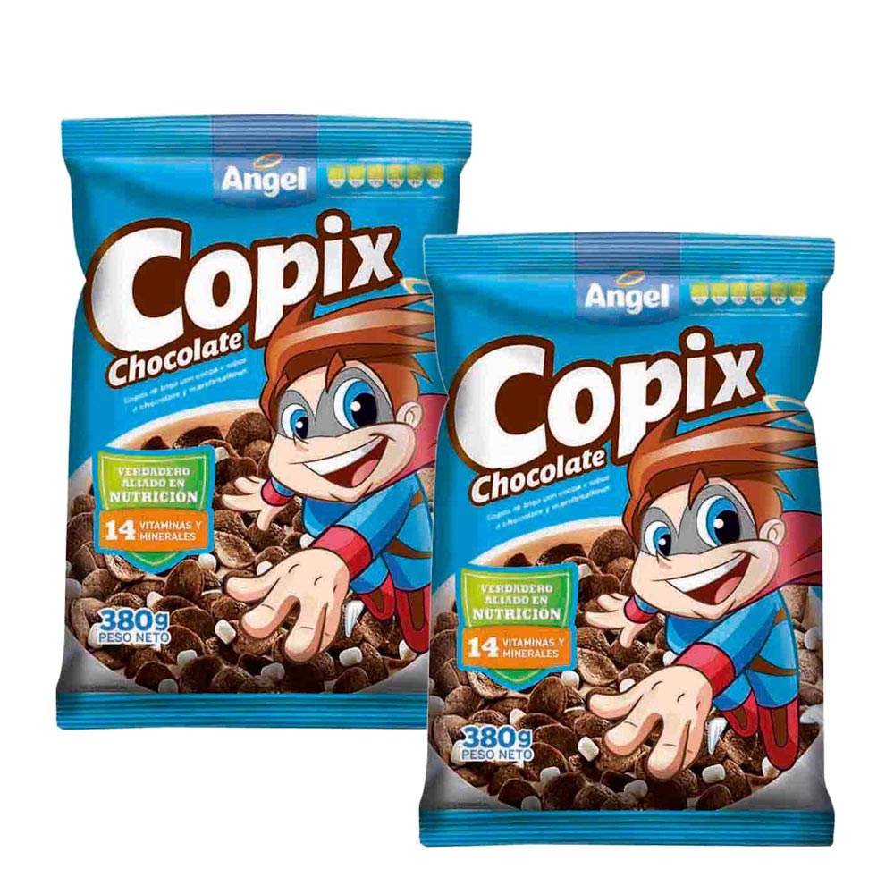 Pack Cereal ANGEL Capas de trigo con chocolate 380Gr Bolsa 2un