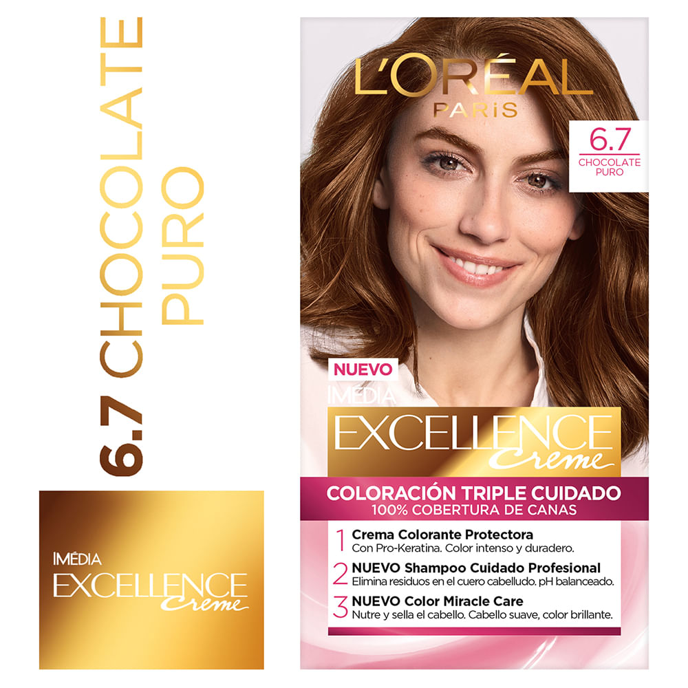 Tinte para Cabello EXCELLENCE Creme 6.7 Chocolate Puro Caja 1un