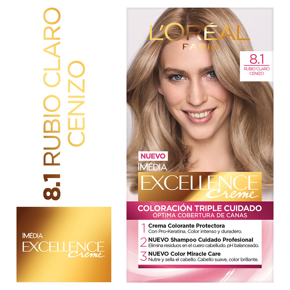 Tinte para Cabello EXCELLENCE Creme 8.1 Rubio Claro Cenizo Caja 1un