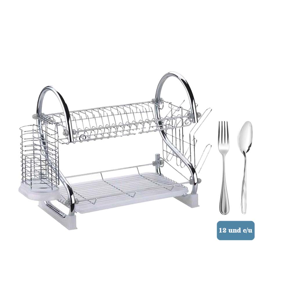 Combo Cocina: Cuchara de Mesa (12u)+Tenedor de Mesa(12u)+Escurridor