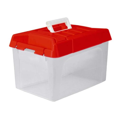 Caja Organizadora Plastica Apilable 75 Lts Con Tapa Y Ruedas Linea