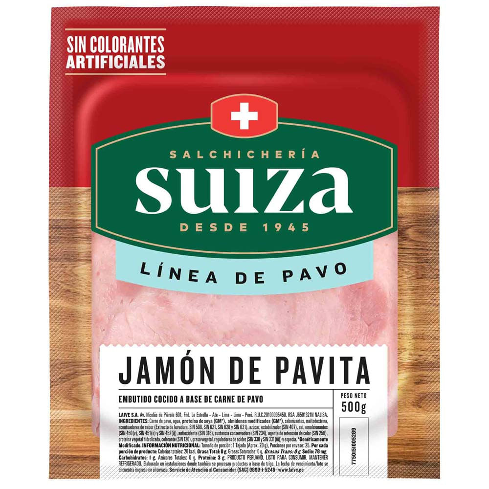 Jamón de Pavita SALCHICHERÍA SUIIZA Paquete 500g