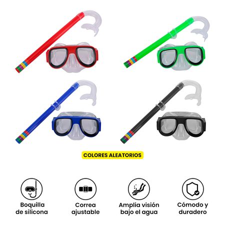 Kit Lentes y Tubo de Buceo Snorkel Piscina para Niños