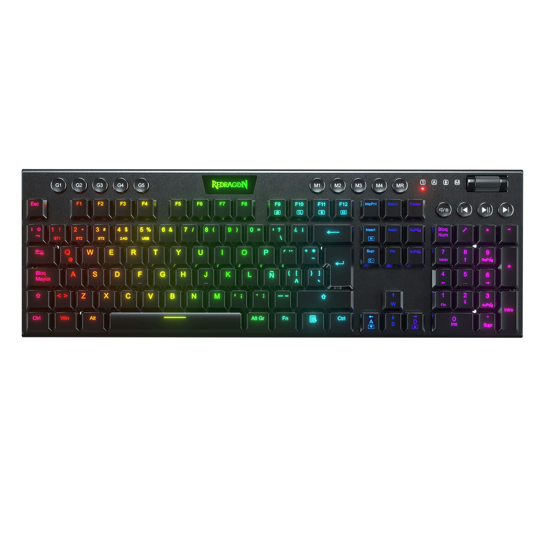 Teclado Redragon Horus K619 RGB Wired USB Switch Red Negro