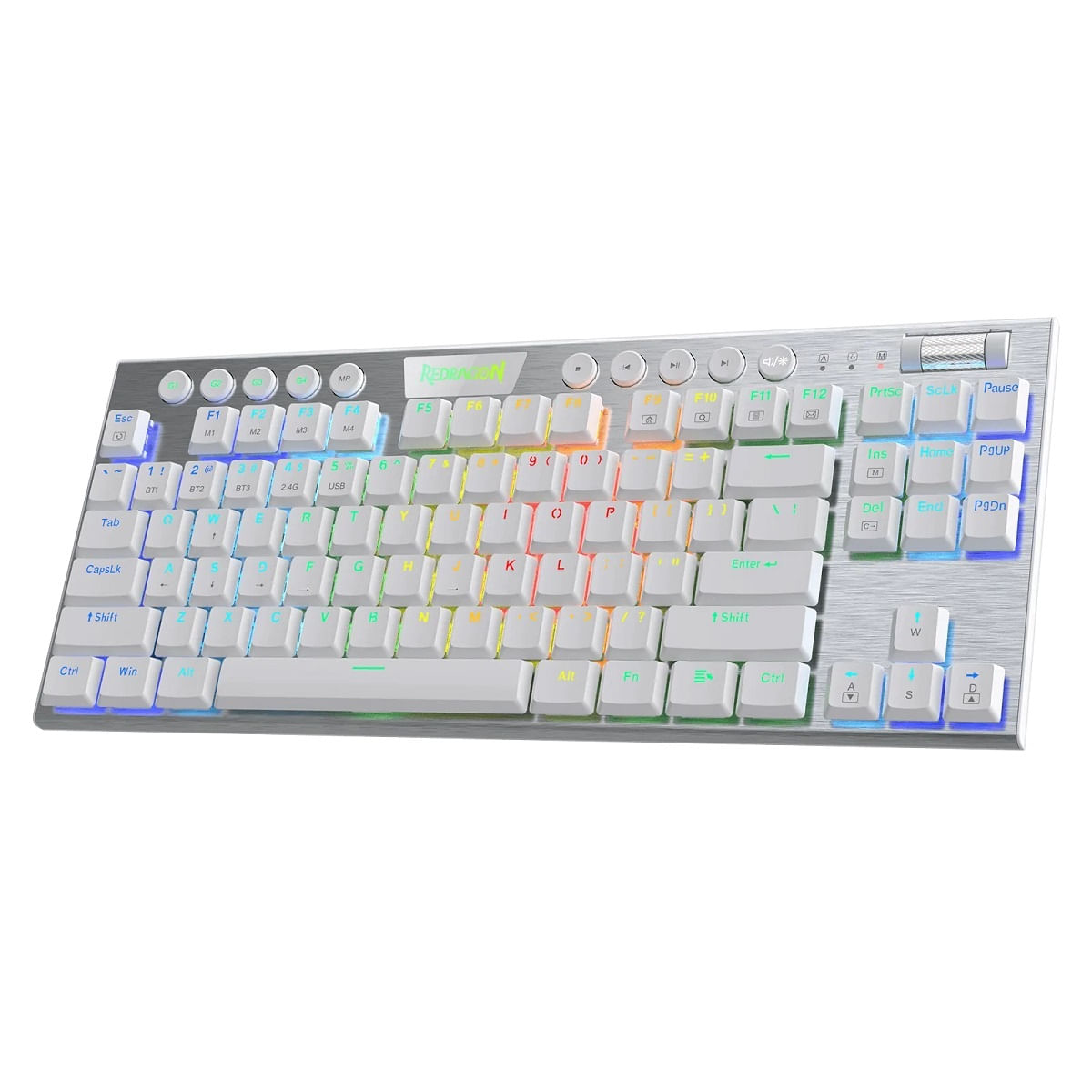 Teclado Redragon Horus TKL K621W RGB Wired Wireless Switch Red Blanco