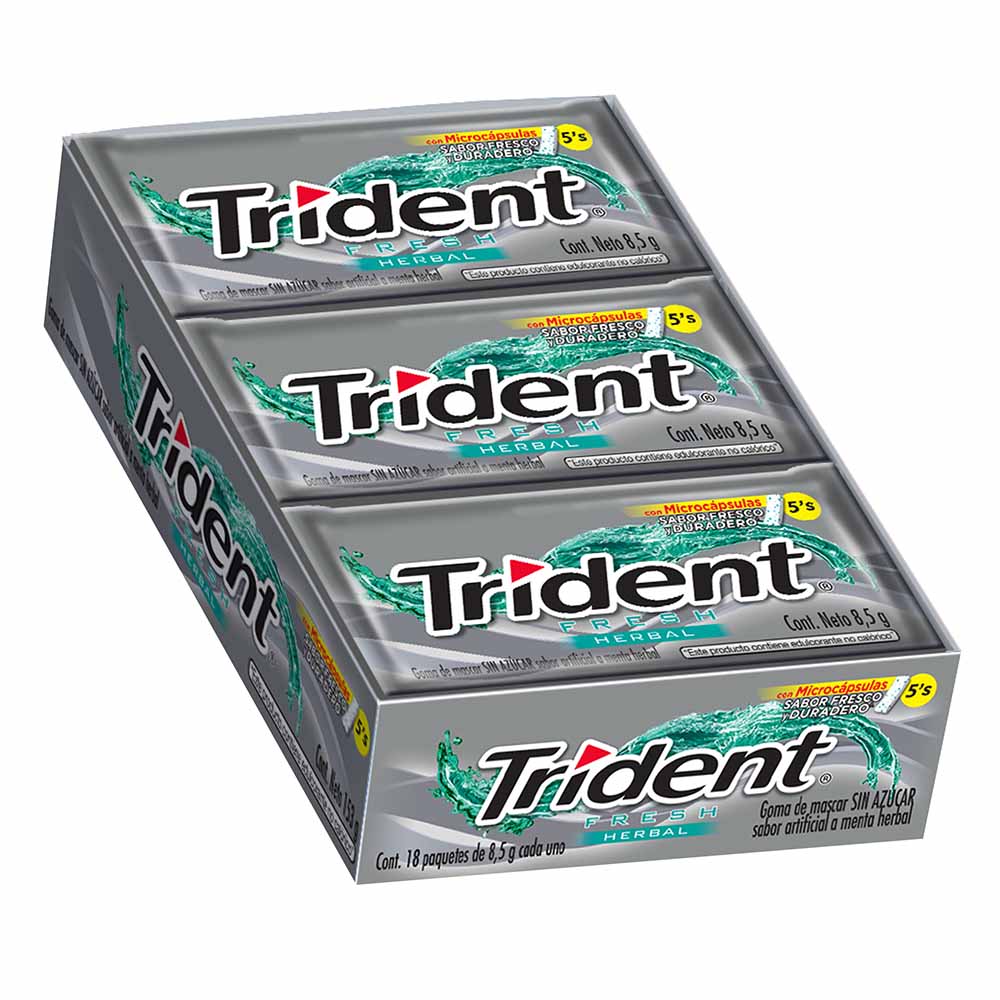 Goma de Mascar TRIDENT 5S Fresh Herbal Caja 18un