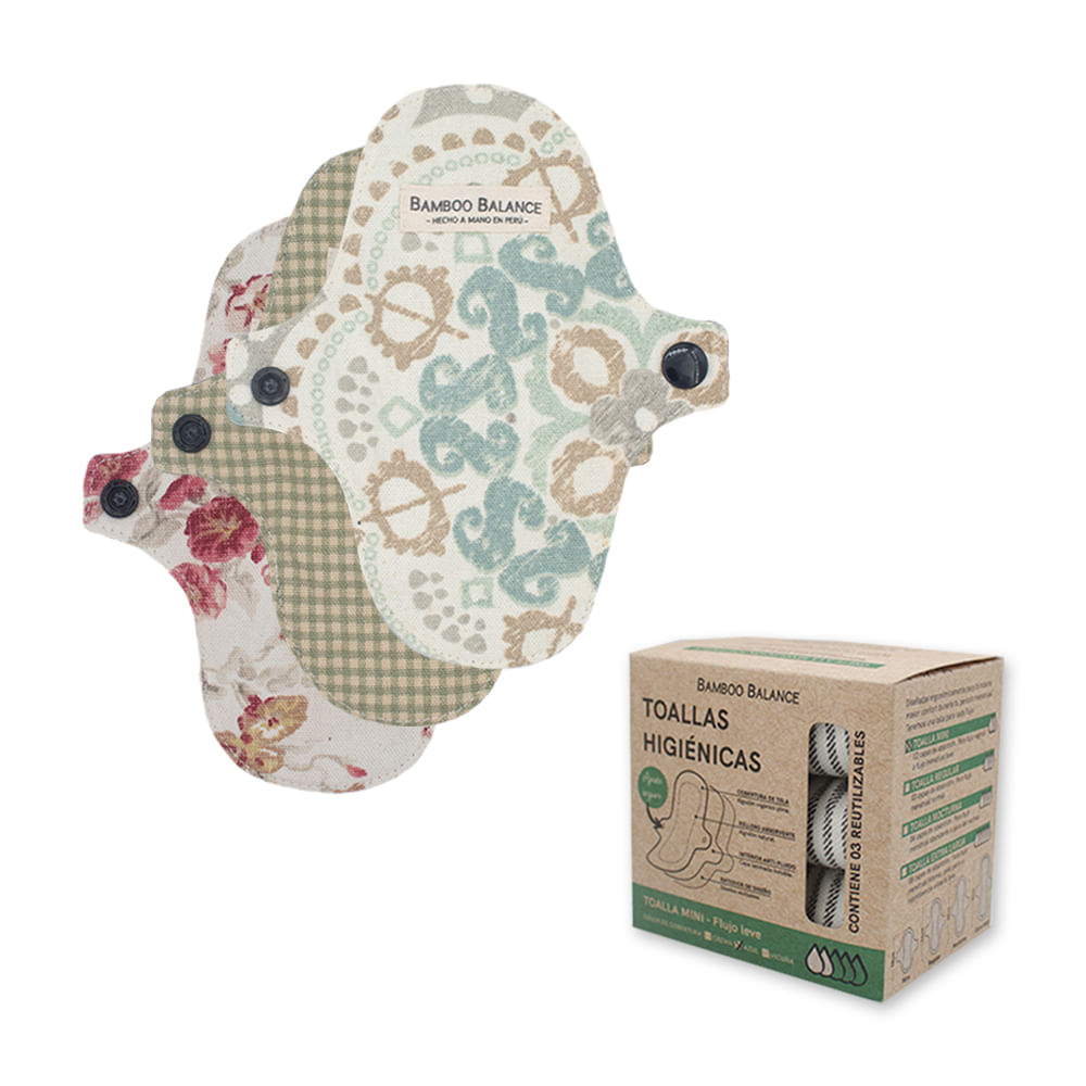 Protector Diario / Mini de Tela Bamboo Balance Tripack Azul Marino