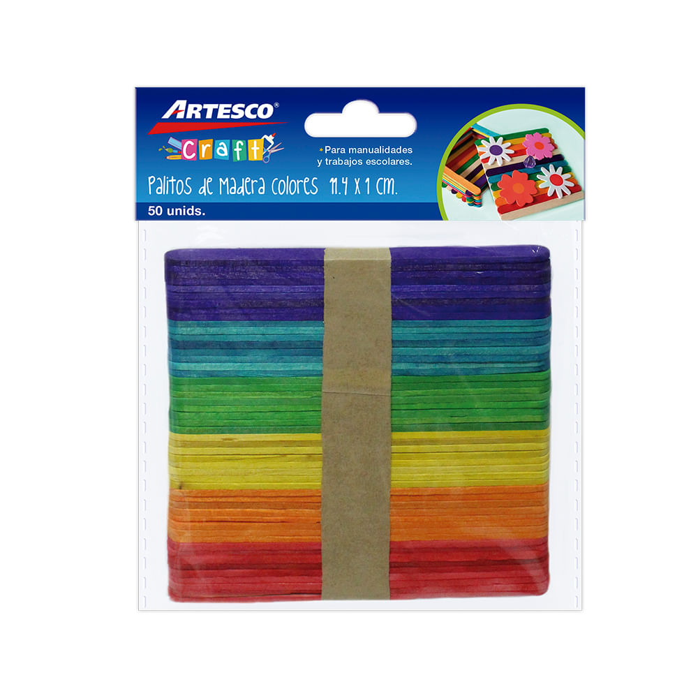 Palitos de Madera ARTESCO Colores Paquete 50un