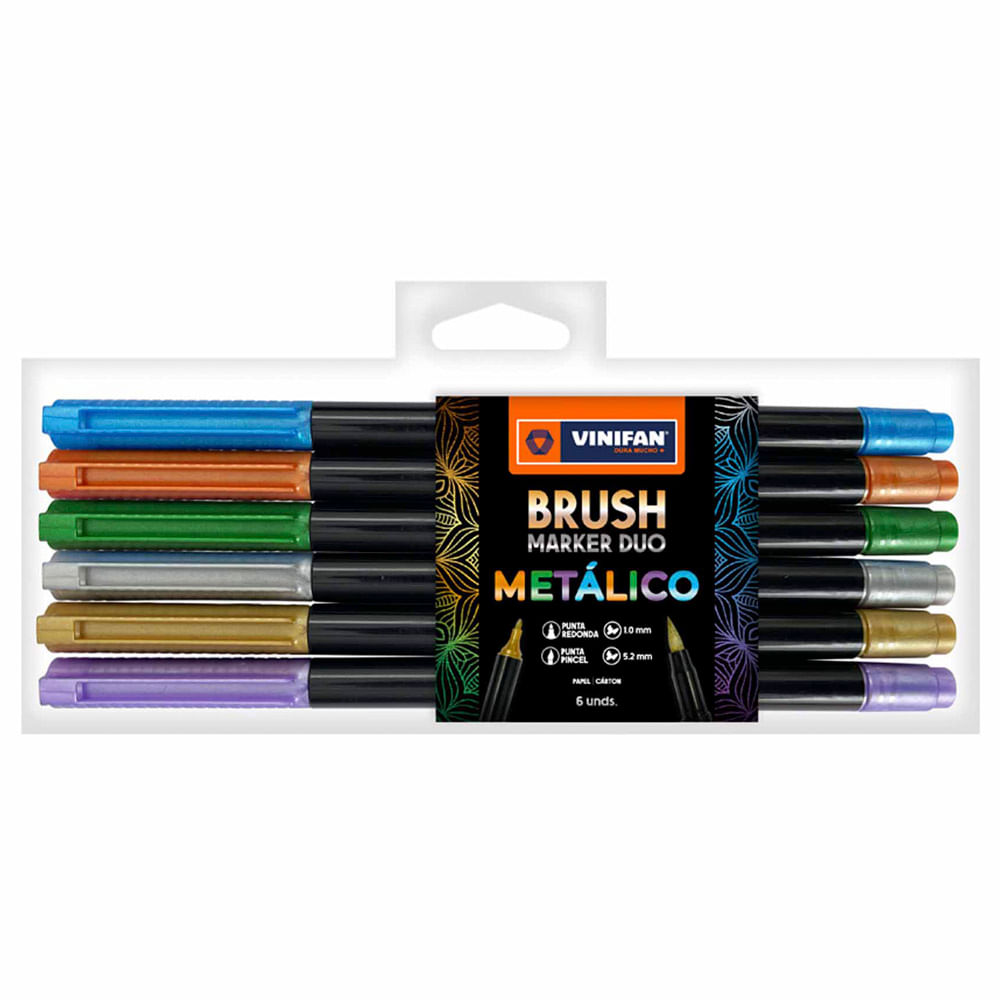 Marcador VINIFAN Brush Duo Estuche 6un