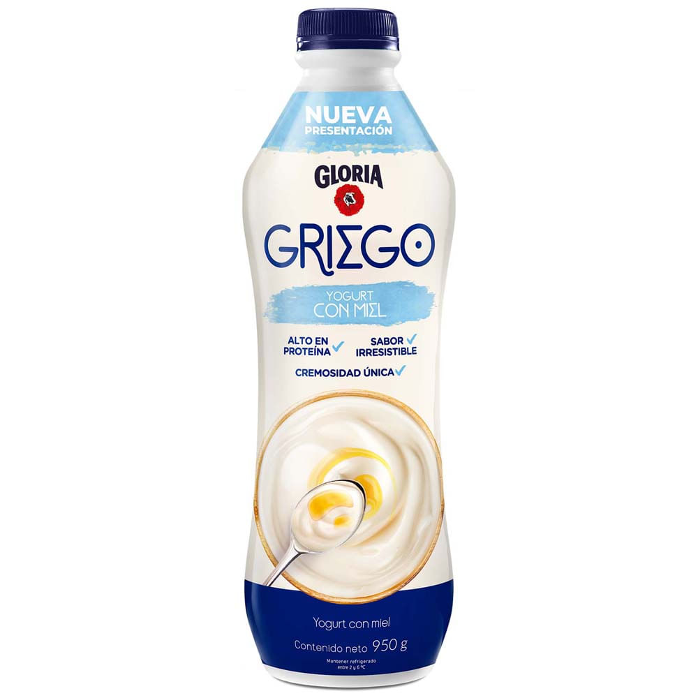 Yogurt Batido GLORIA Griego con Miel Botella 950g