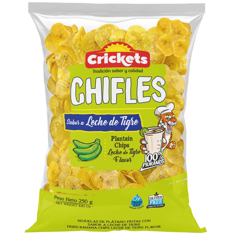 Chifles CRICKETS Sabor a Leche de Tigre Bolsa 250g