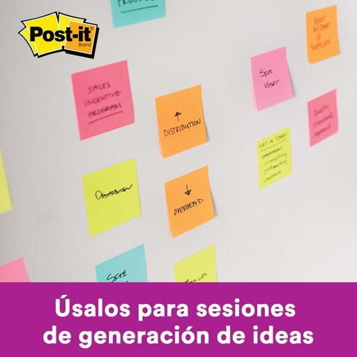 Notas Post-it® Colección Ciudad del Cabo, Neón, 76 mm x 76 mm, 1 Paquete/5  Blocs, 1 Bloc/ 100 Hojas