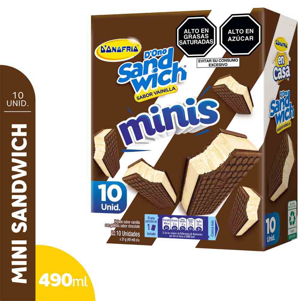 Helados D'ONOFRIO Mini Sandiwch Caja 10un