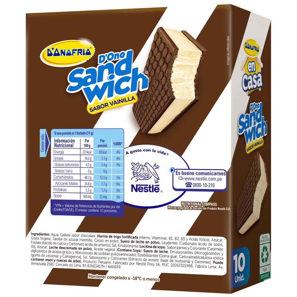 Helados D'ONOFRIO Mini Sandiwch Caja 10un | plazaVea - Makro