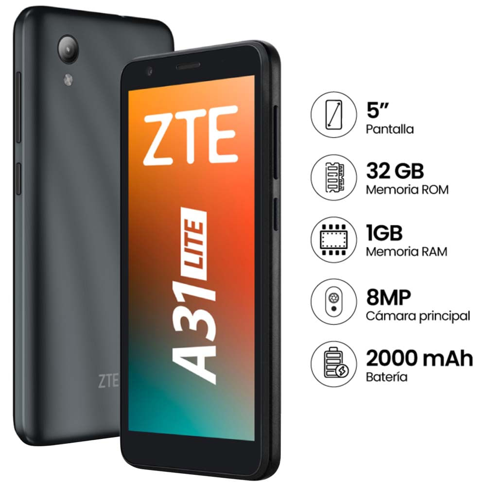 Smartphone ZTE BLADE A31 LITE 5" 1GB 32GB 8MP Negro | plazaVea - plazaVea