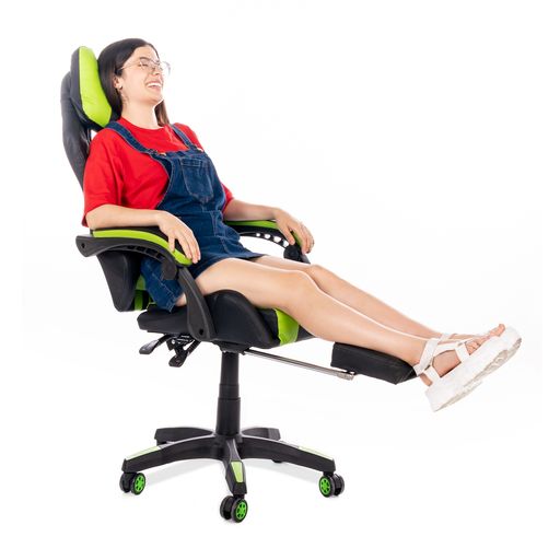 Silla Gaming Verde con Masajeador Lumbar