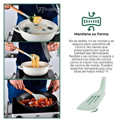 GENERICO Kit 11 Utensilios De Cocina Set Espátulas De Silicona  Antiadherente