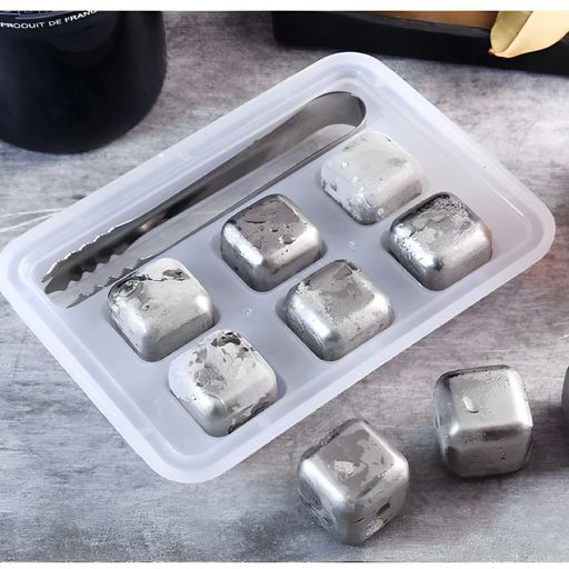 Set de seis cubitos de hielo de acero inoxidable