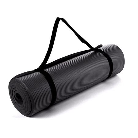 Mat de Yoga Pilates 10 mm con Elástico Portátil- Negro