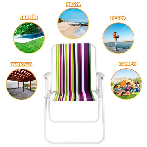 Silla de Playa Camping Terraza Plegable Multicolor