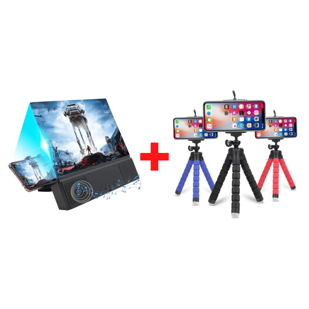 Combo Amplificador de Pantalla para Celular de 12"" + Mini Tripode de Pulpo para Celular