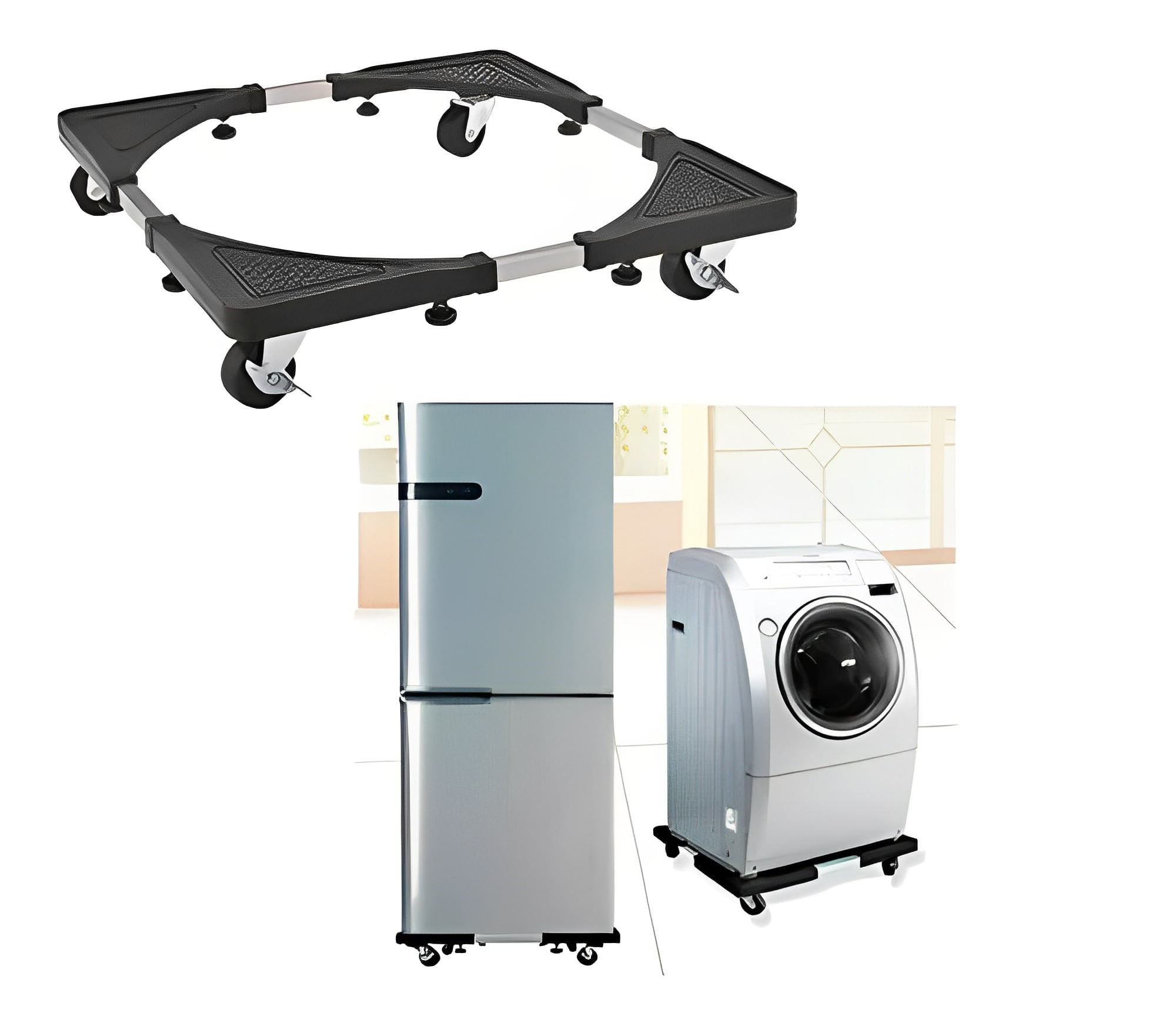 Base Ajustable y Móvil de Metal para Lavadora