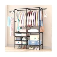 Ropero Armario Closet Perchero Organizador Ropa 2 Cuerpos Negro