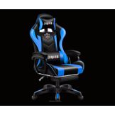 Silla Gamer con Luz RGB Cojín Masajeador Lumbar Ergonómica con Reposapiés  Reclinable Rojo y Negro