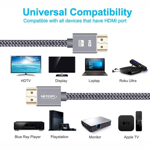 Cable Mini Hdmi a Hdmi 10 Metros NETCOM 2.0 4K 60 Hz ULTRA HD eARC GENERICO