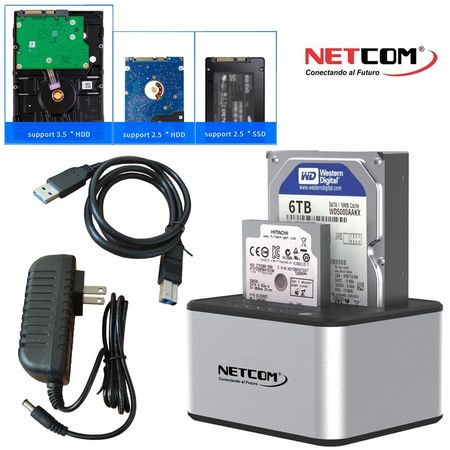 Hdd Docking Station Doble 2.5 3.5 Sata II Sata III Usb 3.0 Netcom