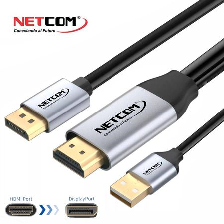 Cable Adapatador Premium HDMI a Displayport 4k 60Hz HDMI a DP NETCOM
