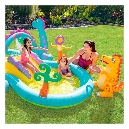 Piscina con Dinosaurios y Tobogan Inflables