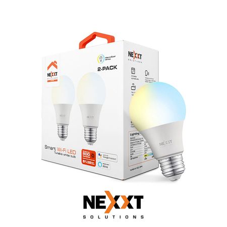 NexxtHome Bombillo LED Inteligente WIFI Blanco Cálido X2 UND