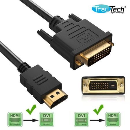 Cable Dvi 24+1 a Hdmi PVC 15 Metros TRAUTECH 24+1 Pines BIDIRECCIONAL