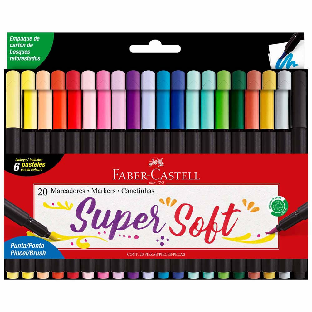 Marcadores FABER CASTELL Super Soft 20un