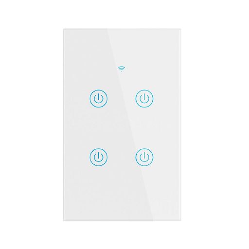 Interruptor Inteligente WiFi Cuádruple 4 Botones Blanco