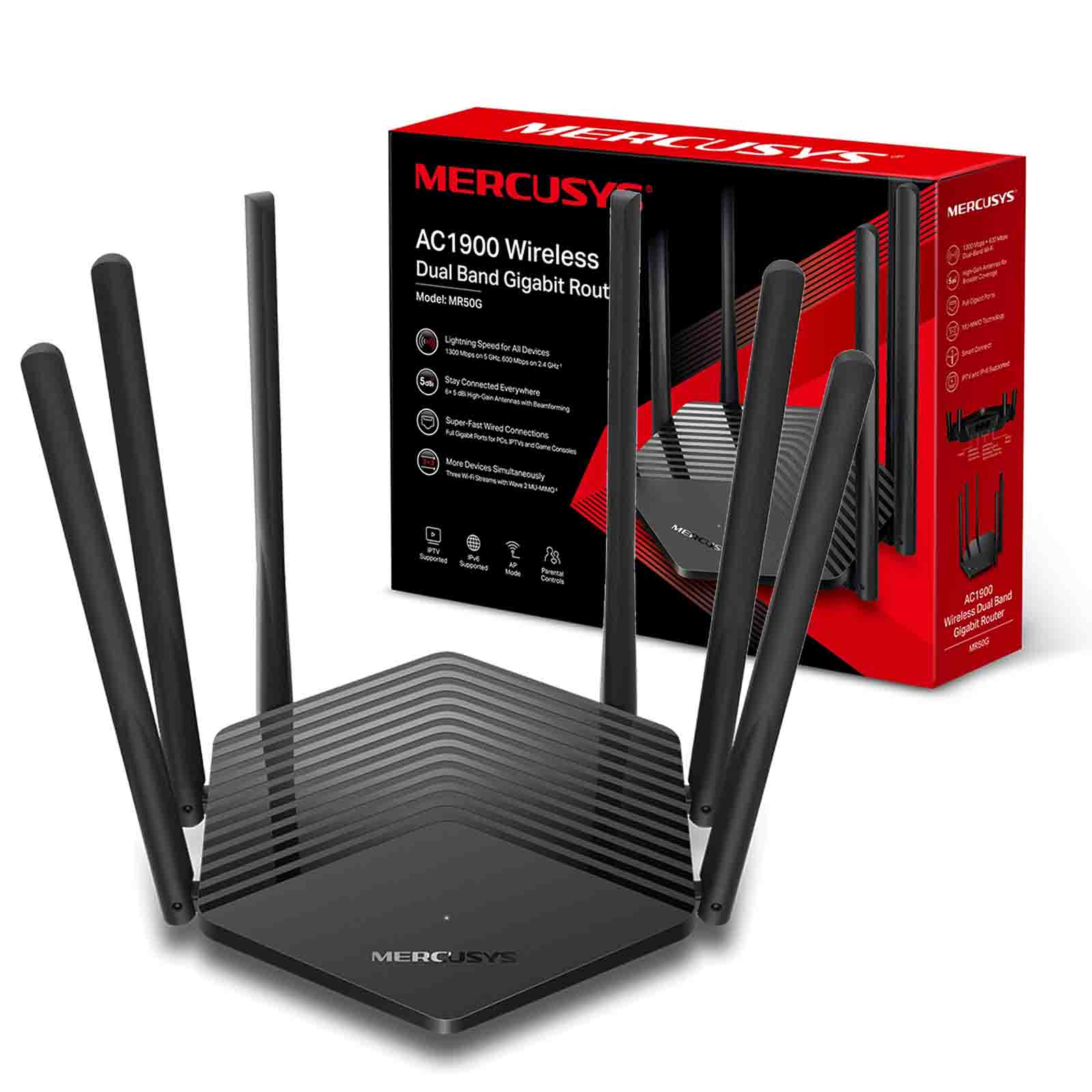 Router WiFi Doble Banda Mercusys AC1900 MS-MR50G de 6 Antenas