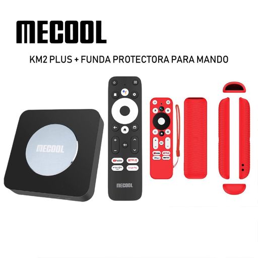 Mecool KM2 Plus Android TV 11 + Funda roja protectora para mando