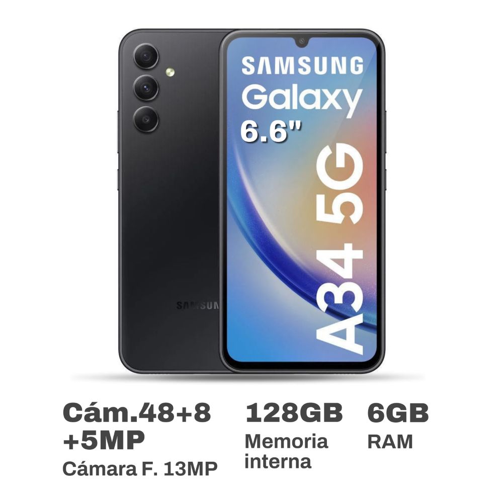 Samsung Galaxy A34 5G - Smartphone con 128GB ROM y 6GB RAM en