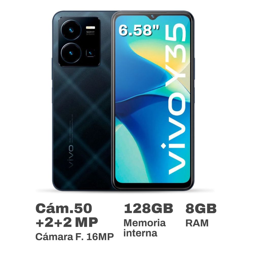 Celular Vivo Y35 6.58"" 8GB RAM 128GB Negro Ágata