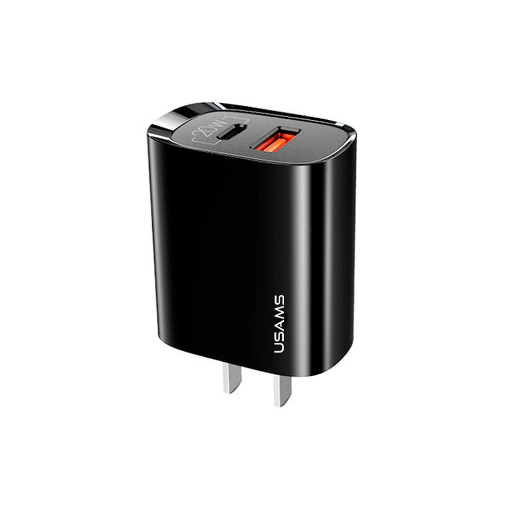 Cargador Celular Pared Usb Qc3.0 + Pd3.0 20w Negro Para Apple