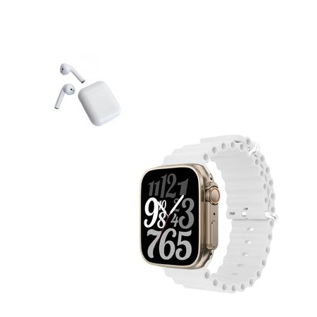 Pack Smartwatch T900 Ultra Blanco y Audifono I12 Blanco