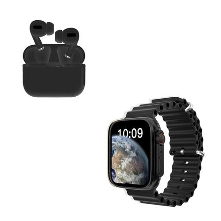 Pack Smartwatch T900 Ultra Negro y Audifono I13 Pro Negro