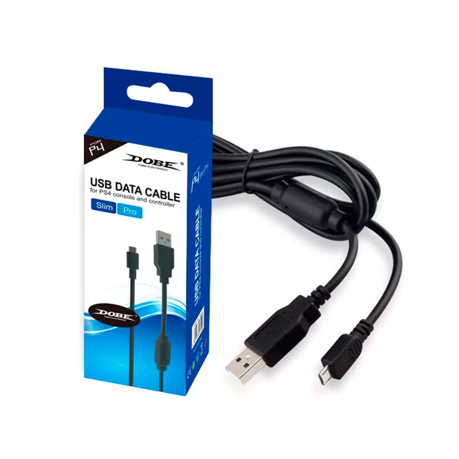 Cable de Carga Dobe para Mando Dualshock 4 compatible con Playstation 4 Negro