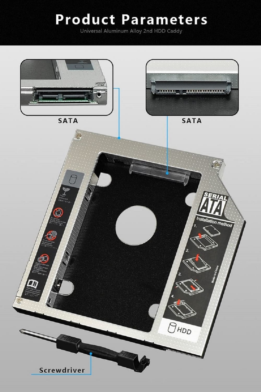 Caddy 2nd HDD/SSD para Laptop 9.5mm