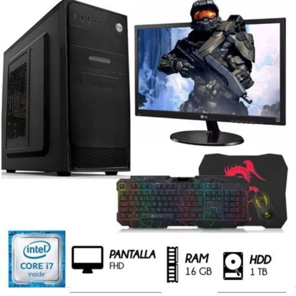 Computadora Pc Intel Core i7 3.2 Ghz Monitor 19" Ram 16GB Disco 1TB