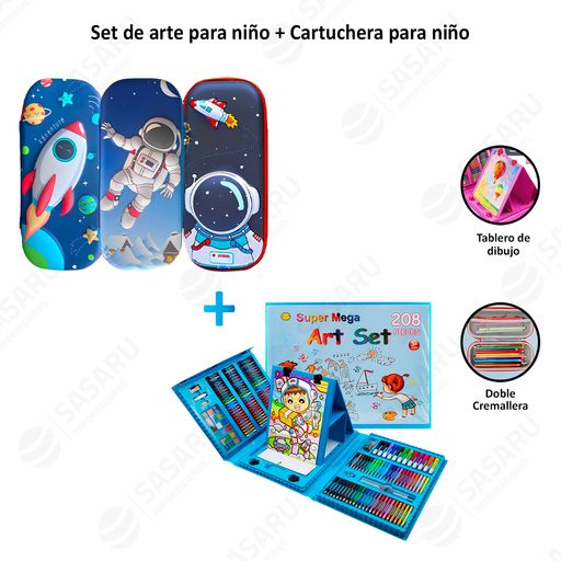 Set De Arte Niños Maleta 208 Piezas Crayon Plumones Colores